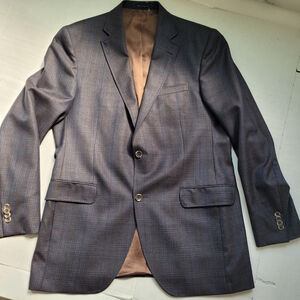 Cremieux ING LORO PIANA Men's Blazer Wool 42L Plaid Tan Brown Gray Sport Coat